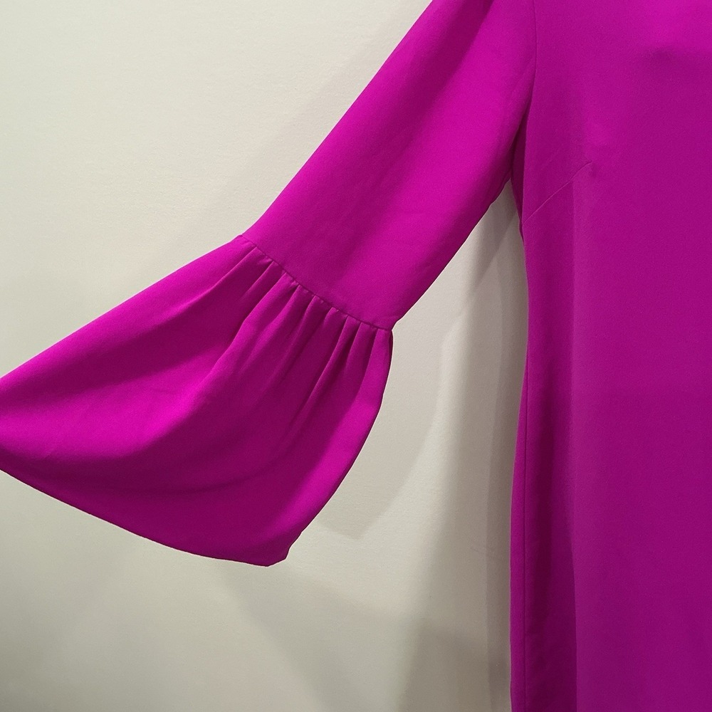 Banana Republic Magenta Pink Purple V-Neck Bell Sleeve Shift Dress Size 10 Tall